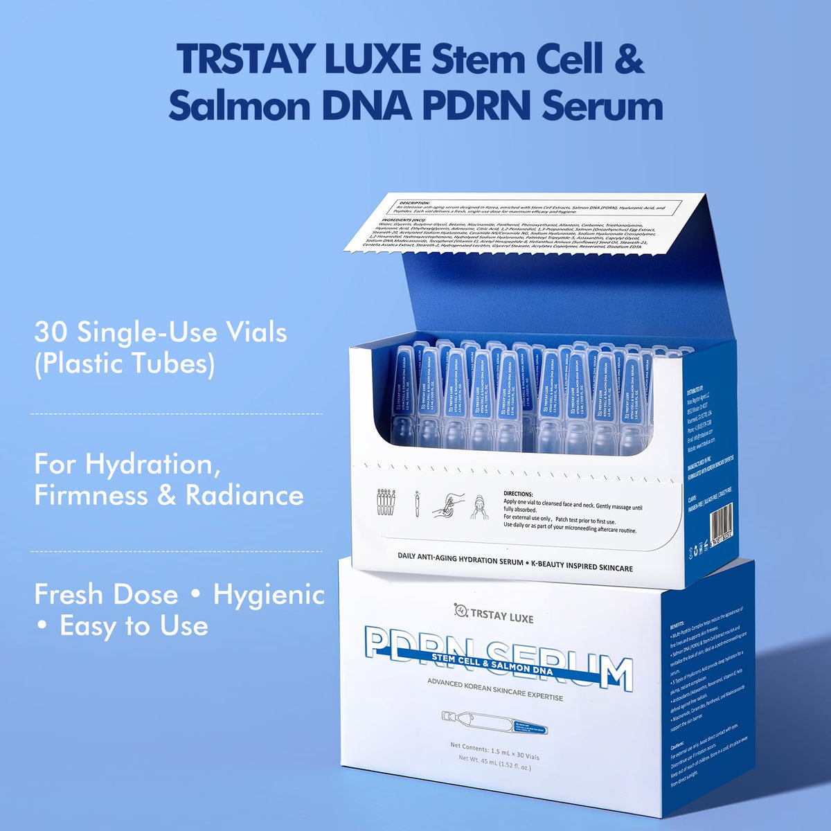 TRSTAY LUXE label and ingredients panel clear for verification and ingredient transparency