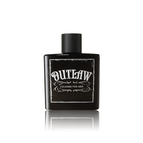 Tru Fragrance Beauty Outlaw angled bottle highlighting label text benefit: readable product details