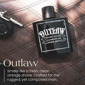 Tru Fragrance Beauty Outlaw cap close-up showing texture benefit: premium finish impression