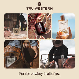 Tru Fragrance Beauty lifestyle shot in open landscape, evokes adventurous spirit