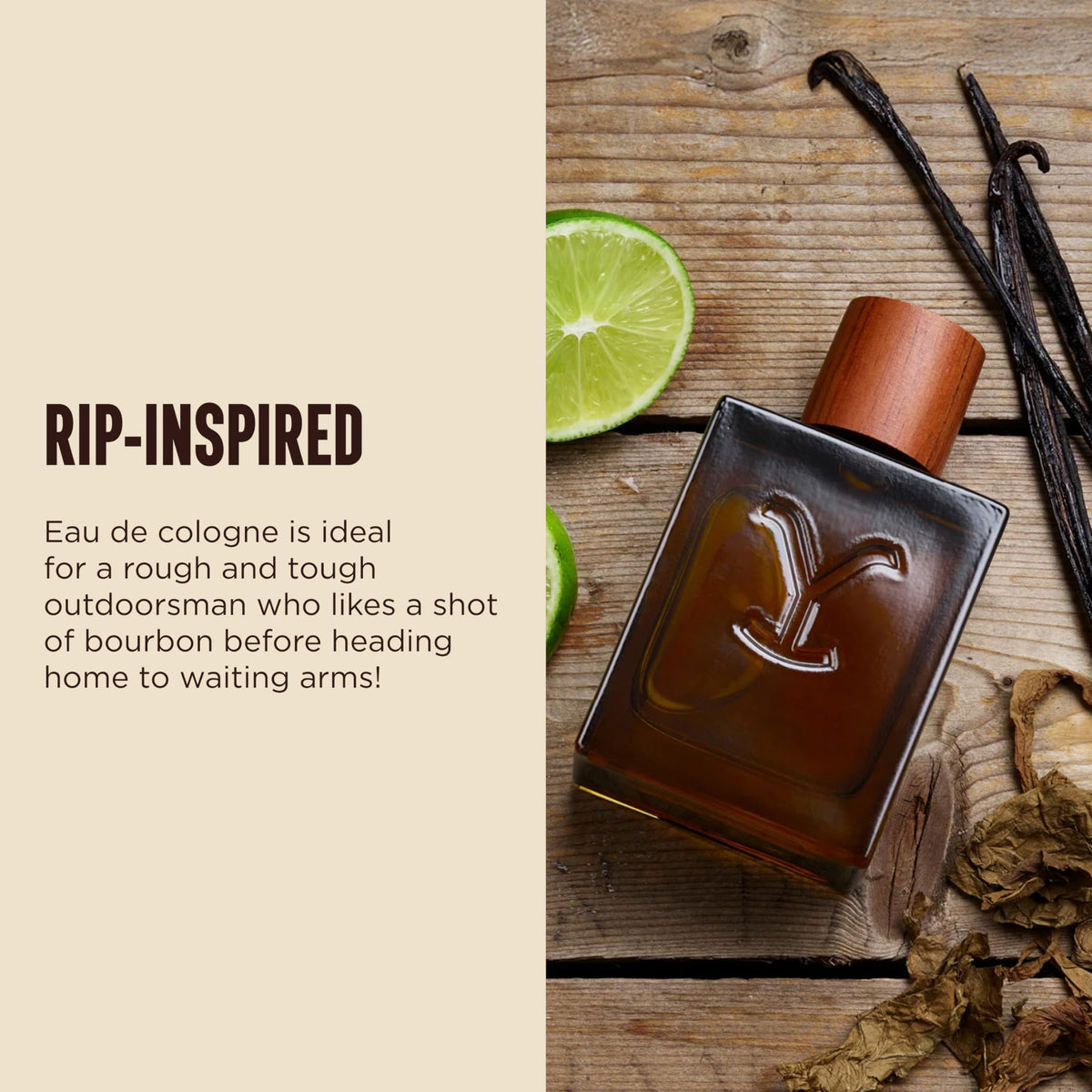Tru Western ingredient display with bergamot and tobacco showing natural scent components