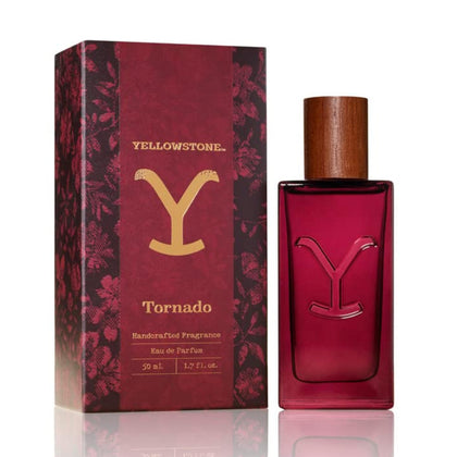 Tru Fragrance Beauty front bottle displaying the Yellowstone Tornado label and confident style