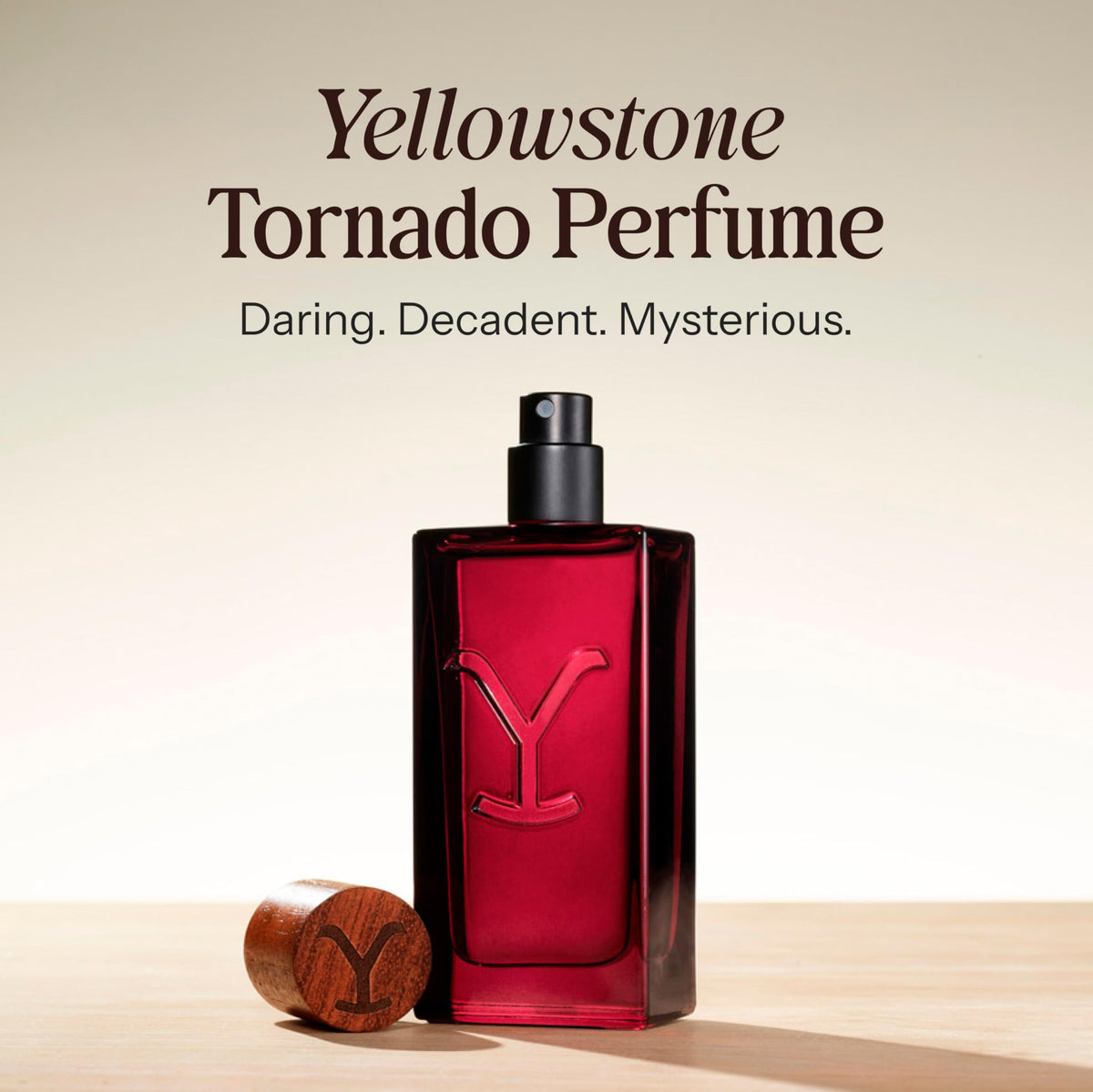 Tru Fragrance Beauty close-up of the Yellowstone Tornado side label showing fragrance details
