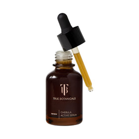 True Botanicals front bottle view showing serum packaging and clear label benefits