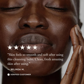 True Botanicals oil rinse flowing off skin, shows non-greasy removal and clean finish