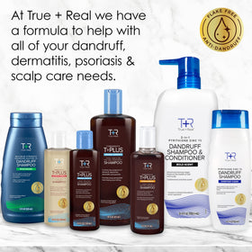 True+Real label close-up focusing on coal tar active ingredient information