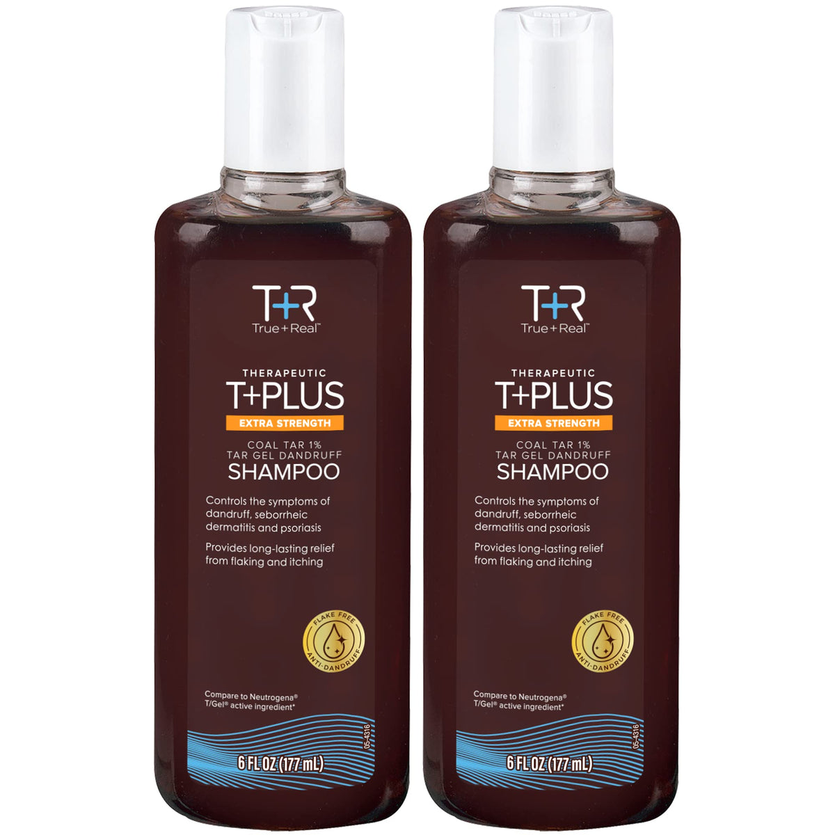 True+Real front packaging two-pack showing therapeutic shampoo and clear benefit
