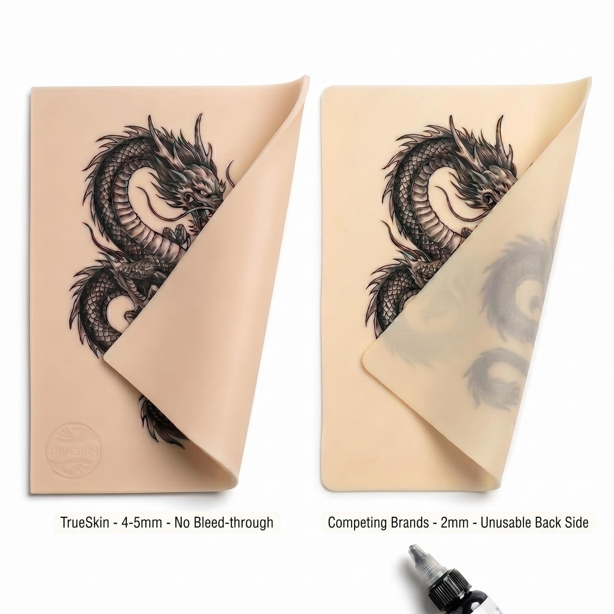 TrueSkin thickness edge view highlighting 4–5mm durability and bleed protection