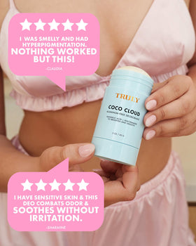 Truly Coco Cloud open cap with product ready to apply after shaving
