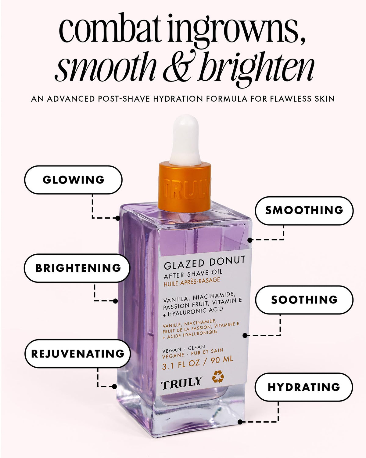 Truly pouring oil texture close-up illustrating quick absorption benefit