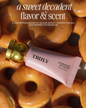 Truly ingredients label highlighting hyaluronic acid and jojoba oil benefits