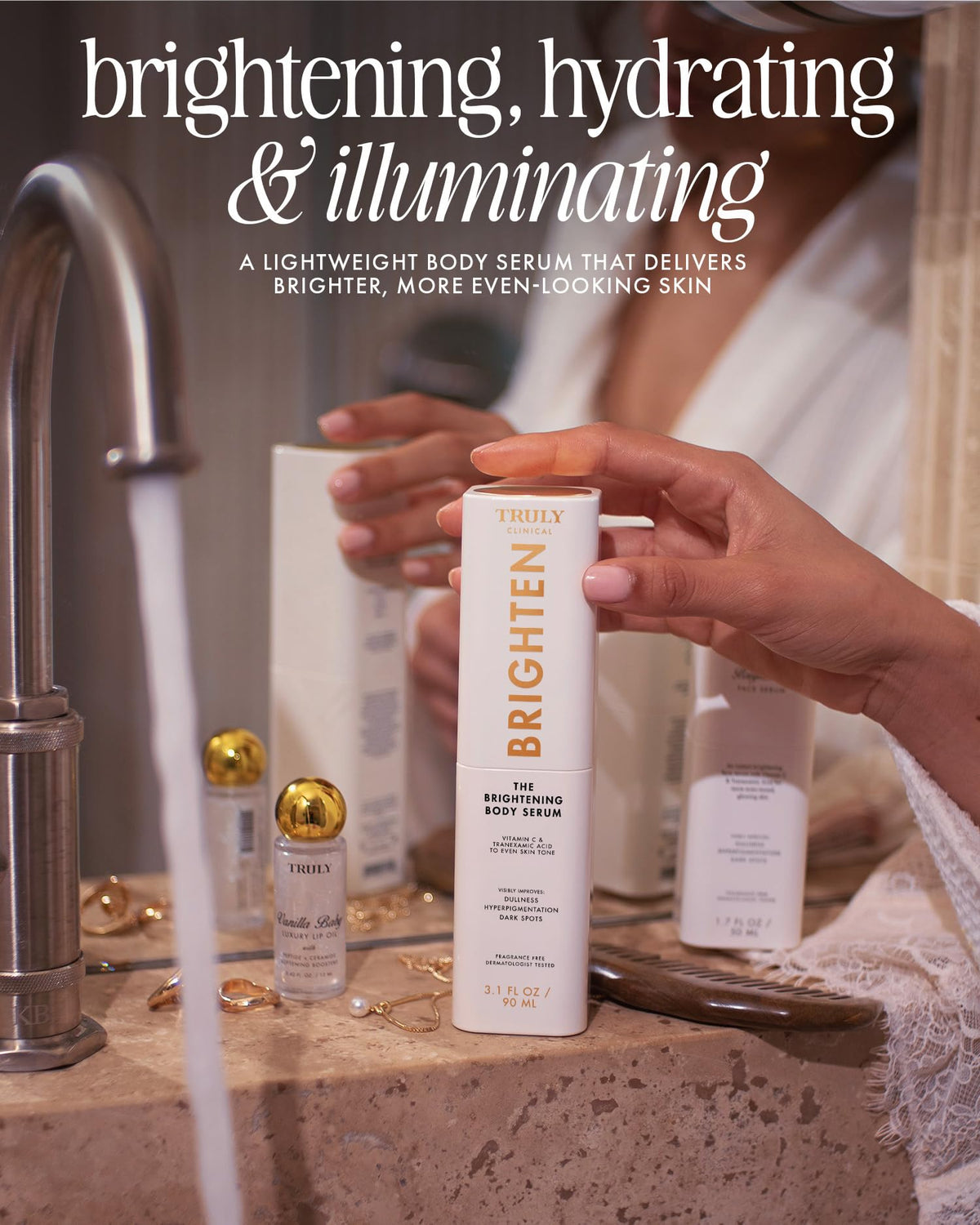 Truly pump dispenser delivering measured serum for controlled, mess-free application