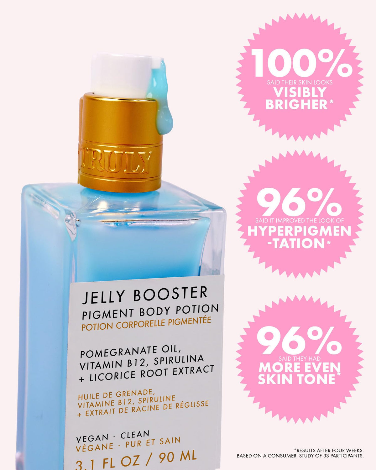 Truly bottle held in hand to show size and travel-friendly convenience