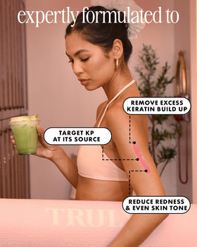 Truly ingredients label close-up showing active acids and hydrating components benefit