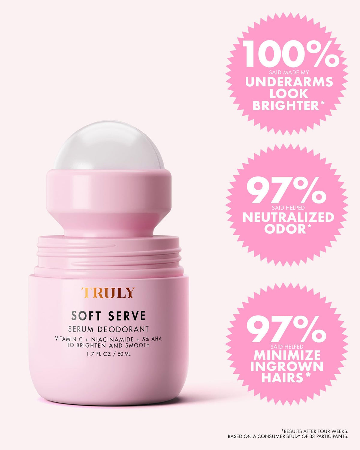 Truly before-and-after underarm visual, illustrates brighter smoother appearance