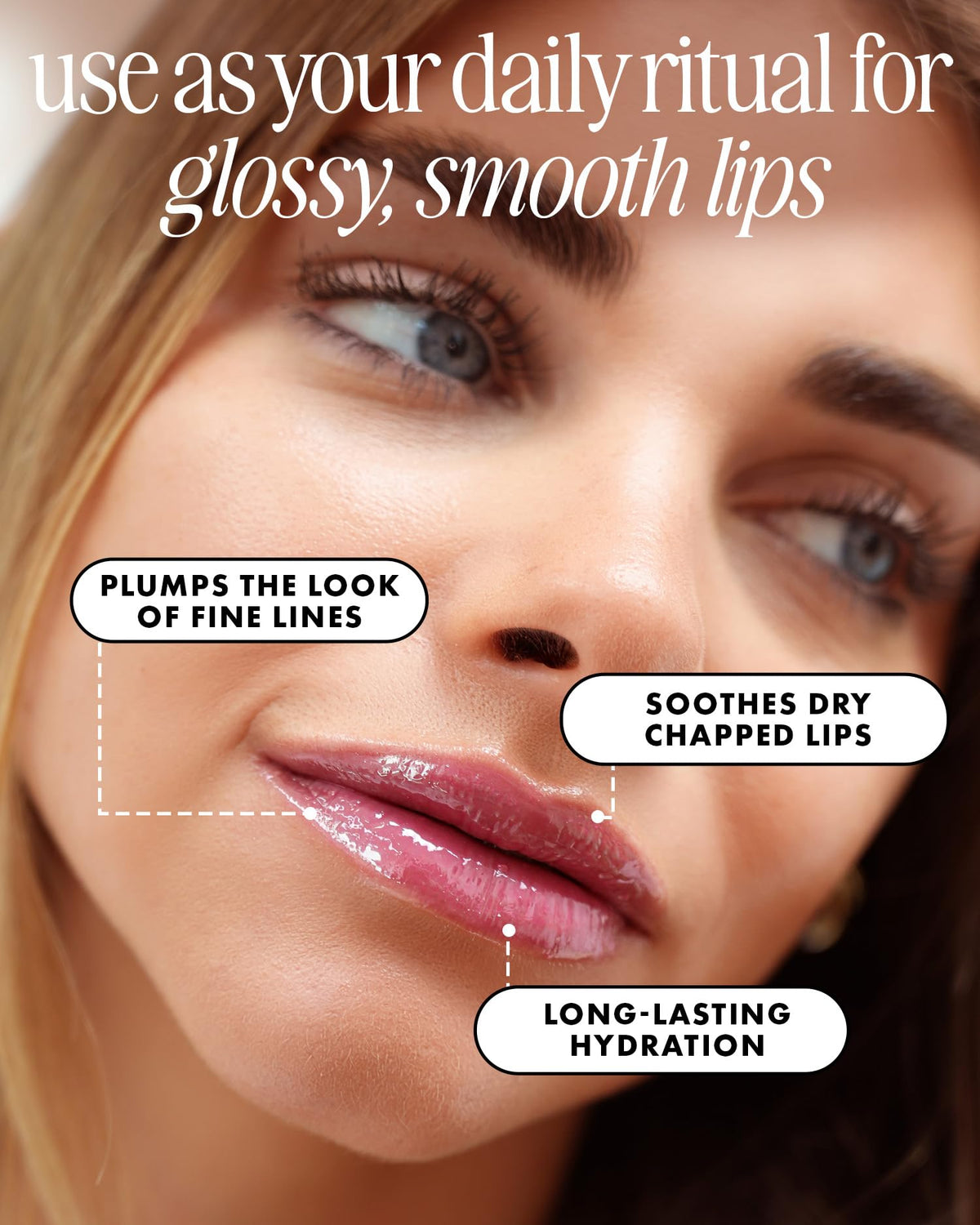 Truly gloss on a vanity with flowers conveying everyday beauty routine boost