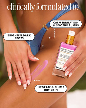 Truly serum texture drop on finger to show lightweight, fast-absorbing feel