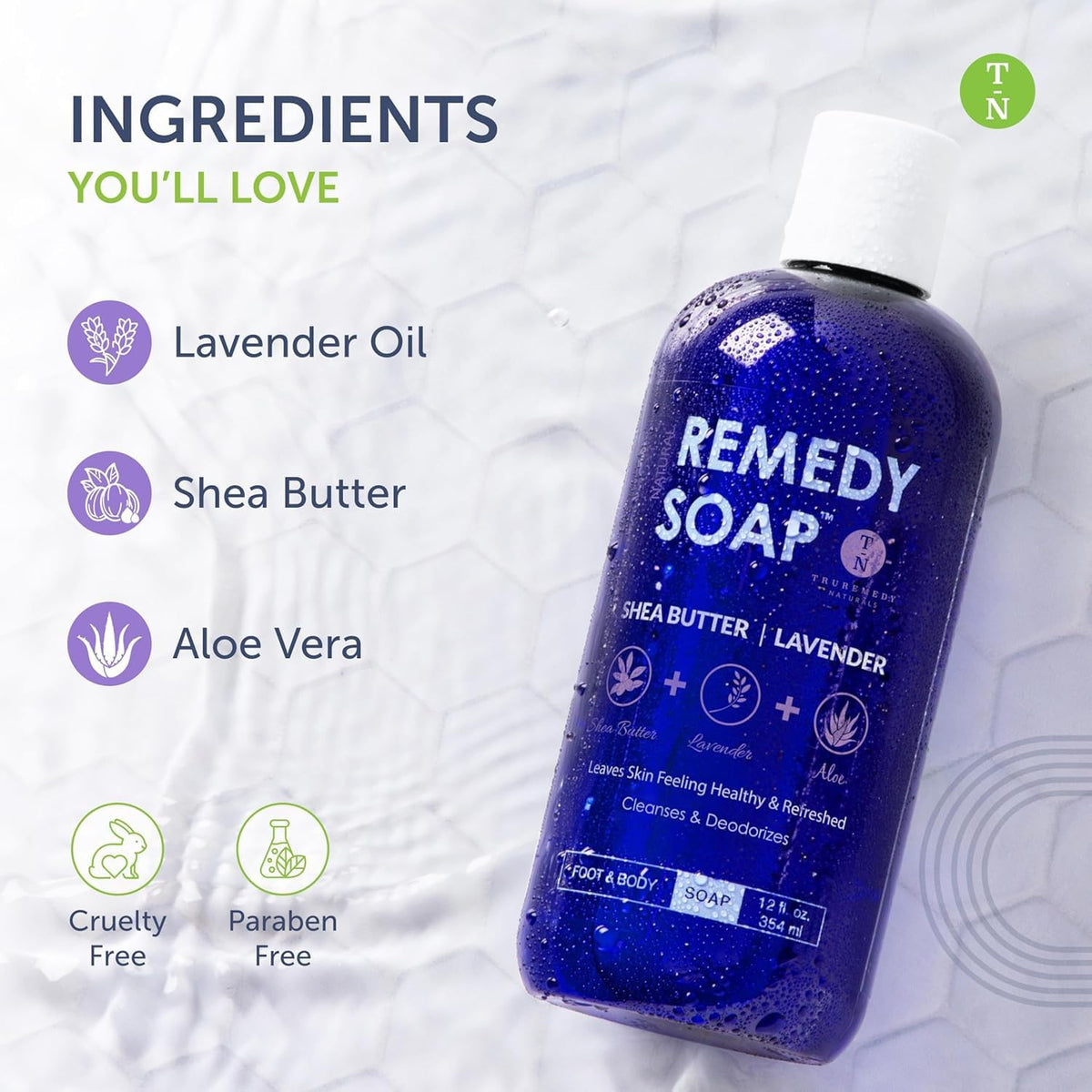 Truremedy Naturals label close-up highlighting ingredients and gentle formulation benefit