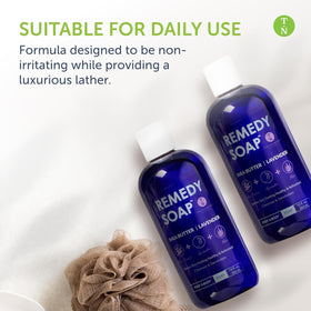 Truremedy Naturals in-shower usage on skin showing gentle cleanse and hydration