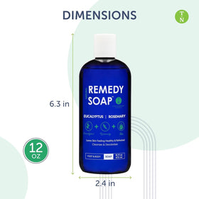 Truremedy Naturals rich lather on loofah in shower demonstrating effective cleansing