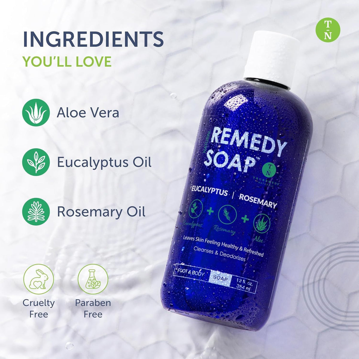Truremedy Naturals 12oz bottle in hand showing size and travel-friendly convenience