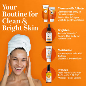 TruSkin applied to damp skin demonstrating easy massage and rinse