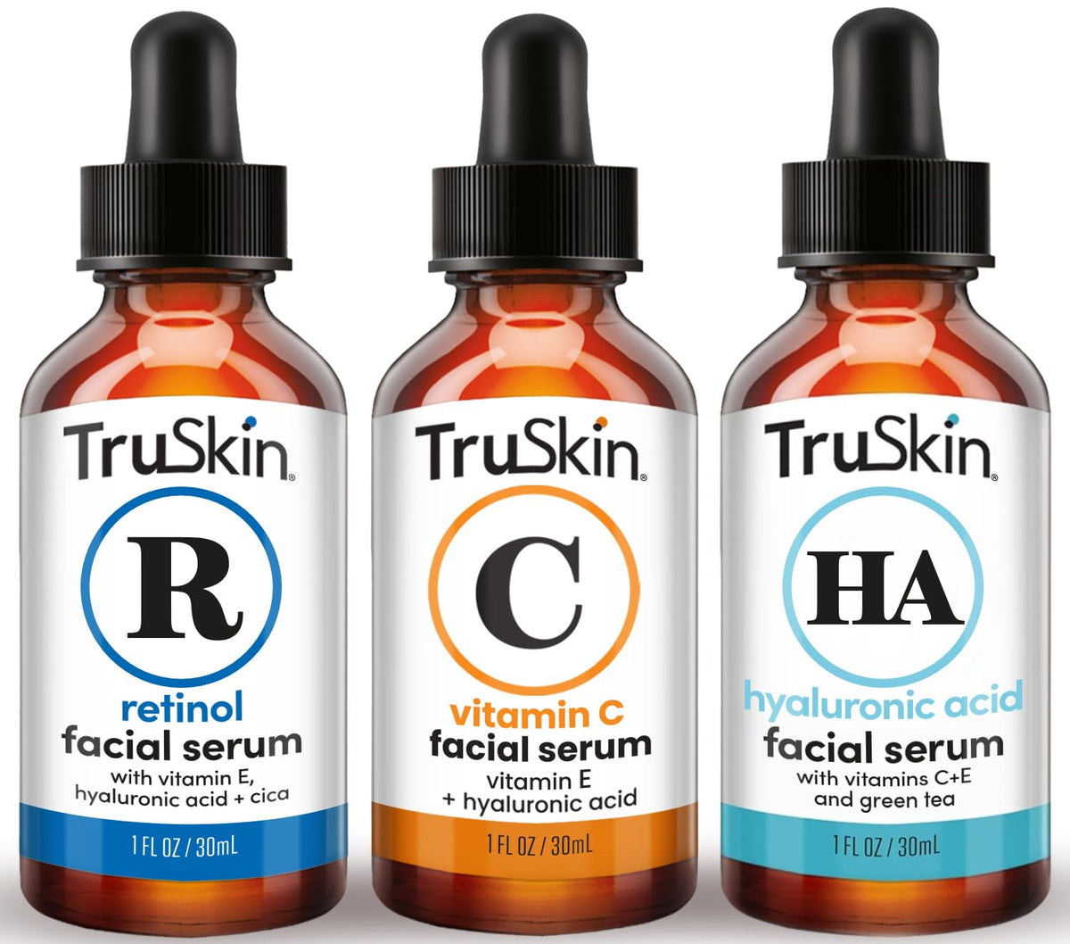 TruSkin application showing serum on fingers for precise, effective use