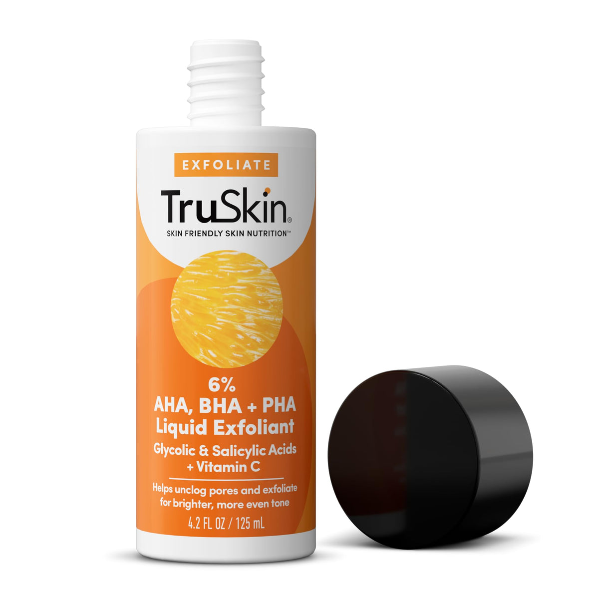 TruSkin before and after texture demo showing smoother-looking skin over time