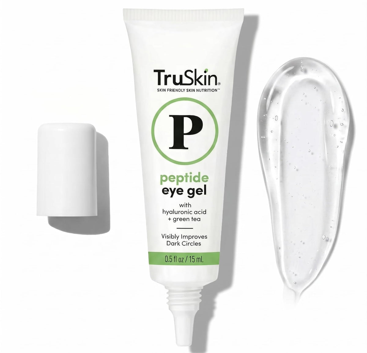 TruSkin front packaging of peptide eye gel showing compact jar and brand benefit