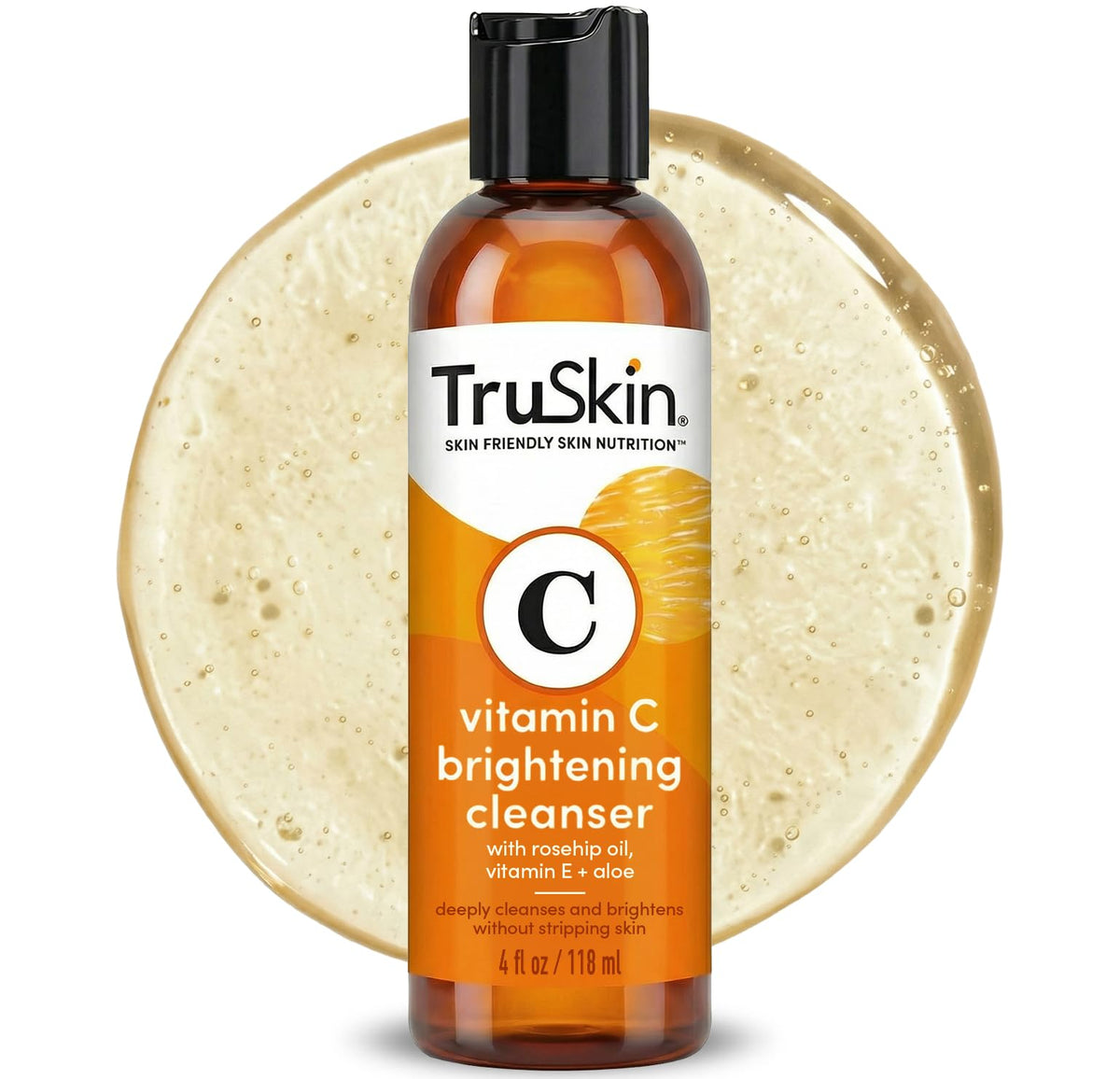 TruSkin front packaging shows clean bottle and vitamin C benefits