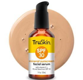TruSkin front packaging showing SPF 30 and tinted serum benefits