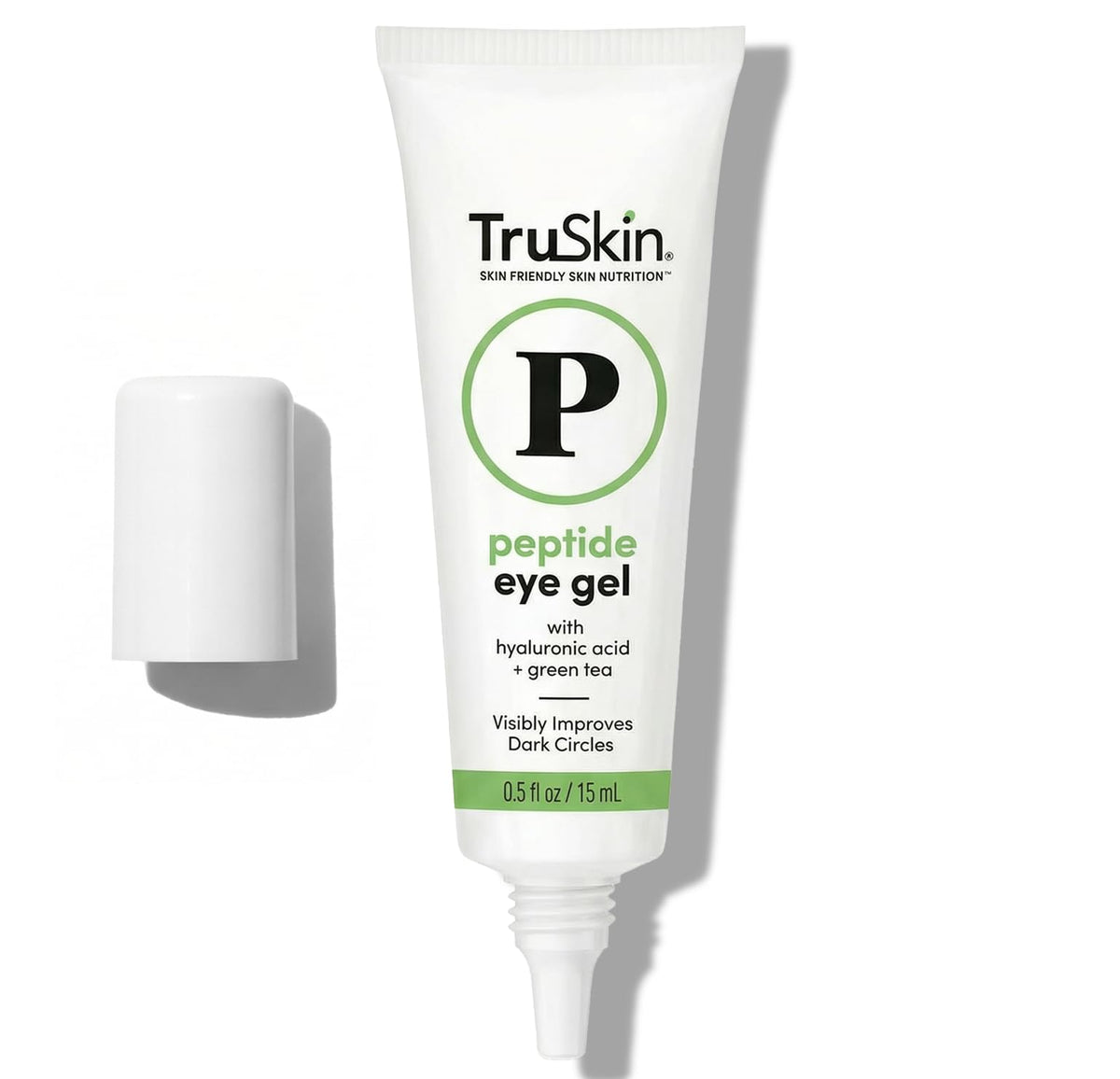 TruSkin eye gel on bathroom counter in morning routine lifestyle scene