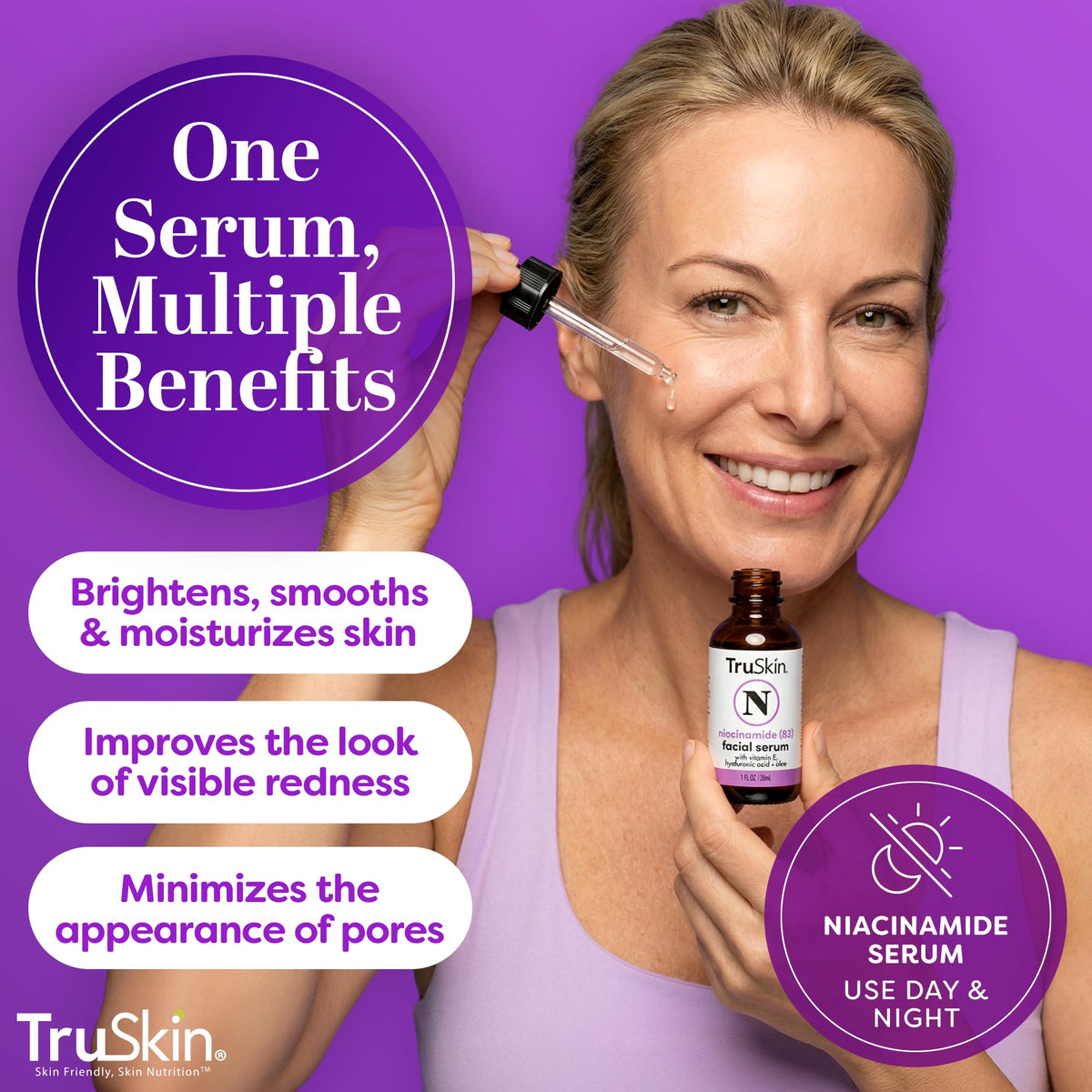 TruSkin serum droplet texture highlighting lightweight hydration and smooth finish
