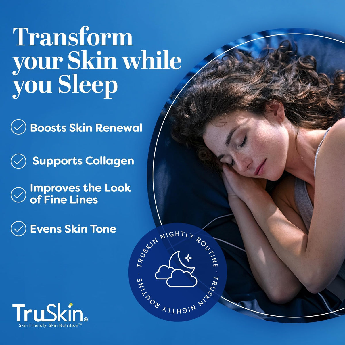 TruSkin ingredient label highlighting retinol, hyaluronic acid, and cica benefits