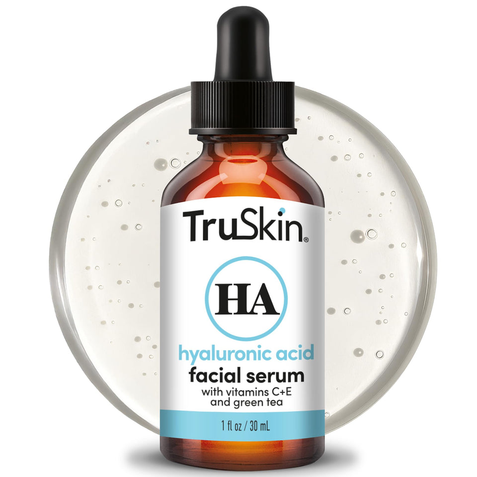 TruSkin serum front packaging showing bottle and clear label for easy identification and trust