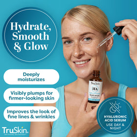 TruSkin serum texture close-up demonstrating lightweight absorption and hydration
