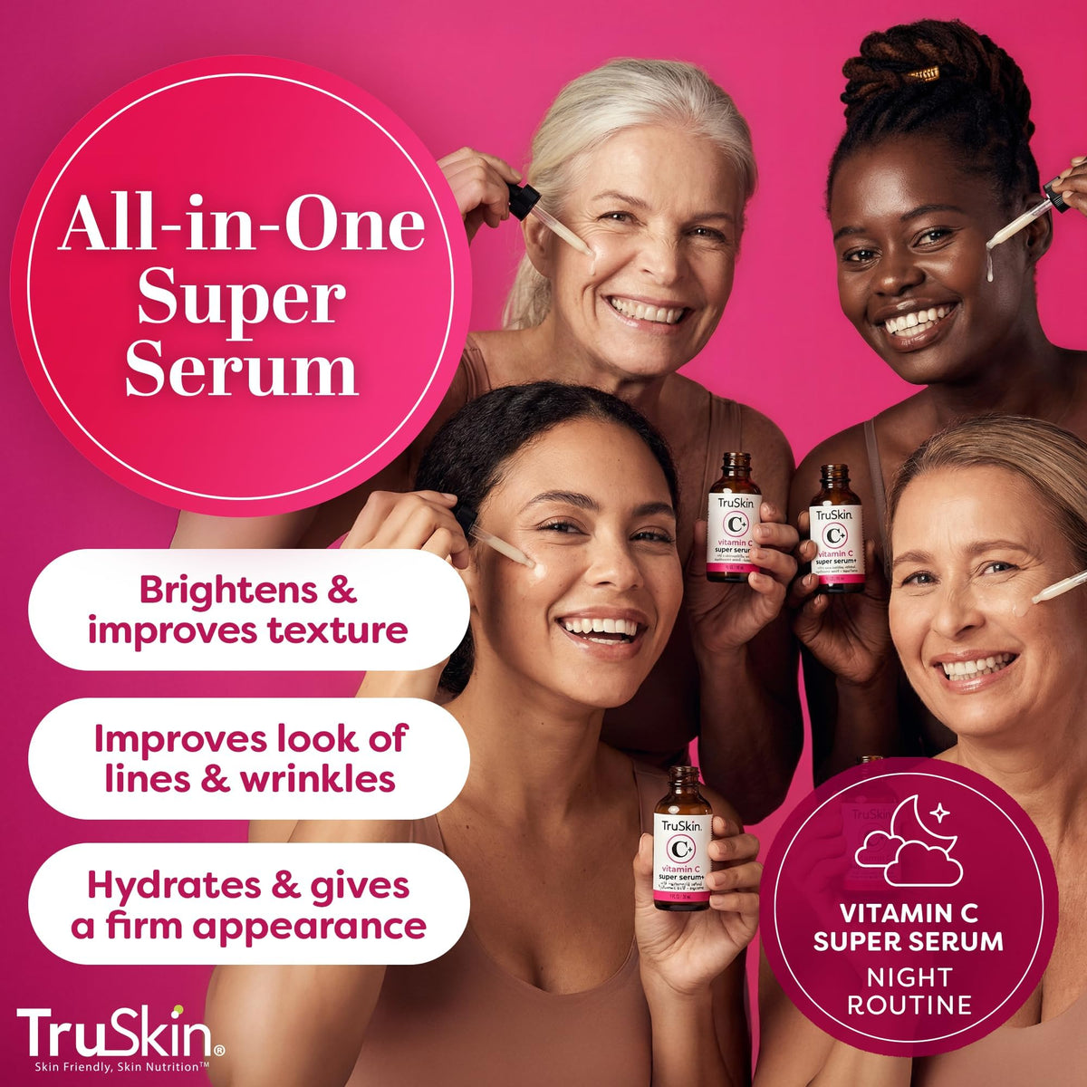 TruSkin serum drop on hand showing lightweight texture and absorbency