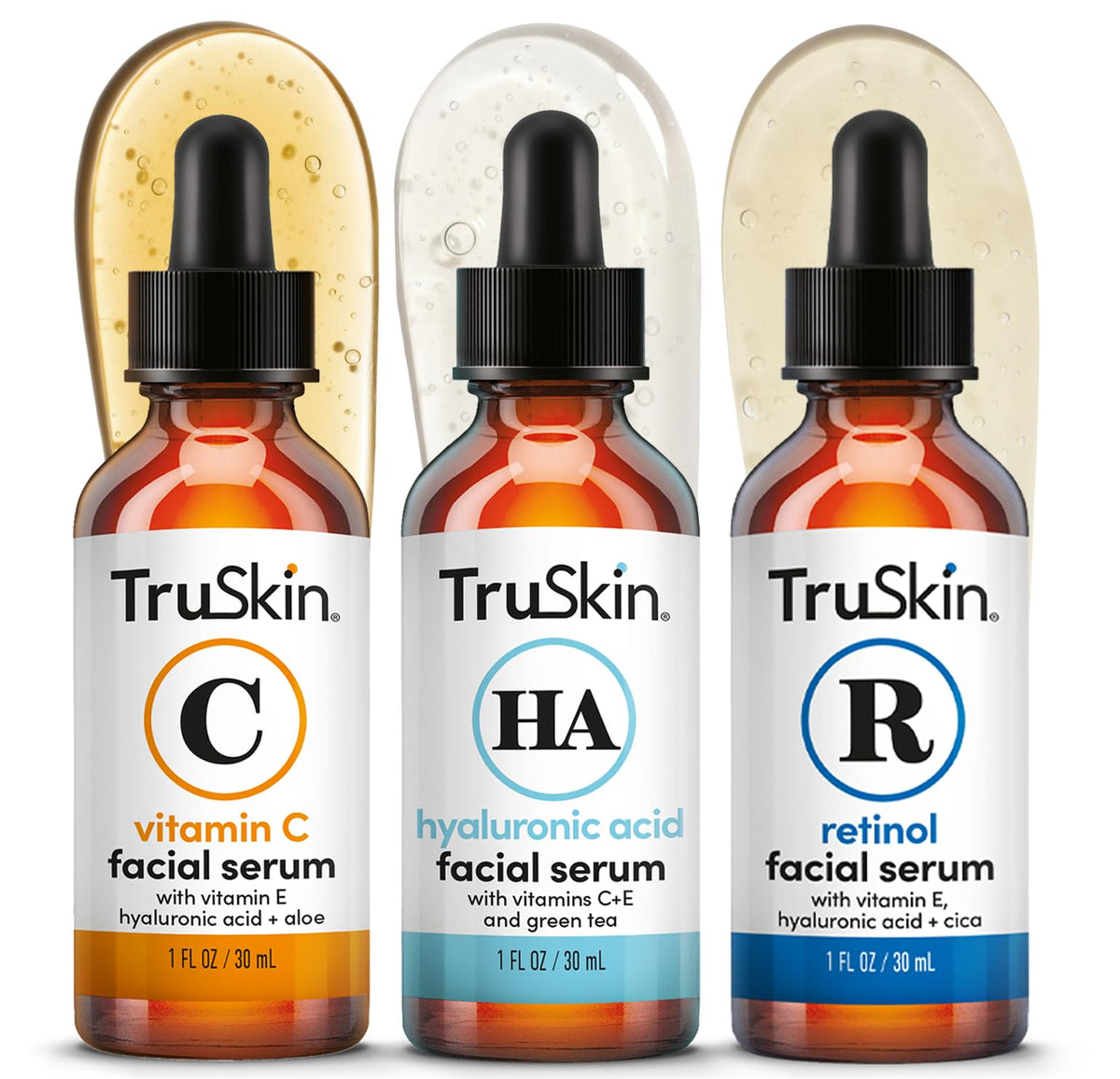 TruSkin trio front packaging showing three serums for a complete routine