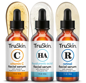 TruSkin trio front packaging showing three serums for a complete routine