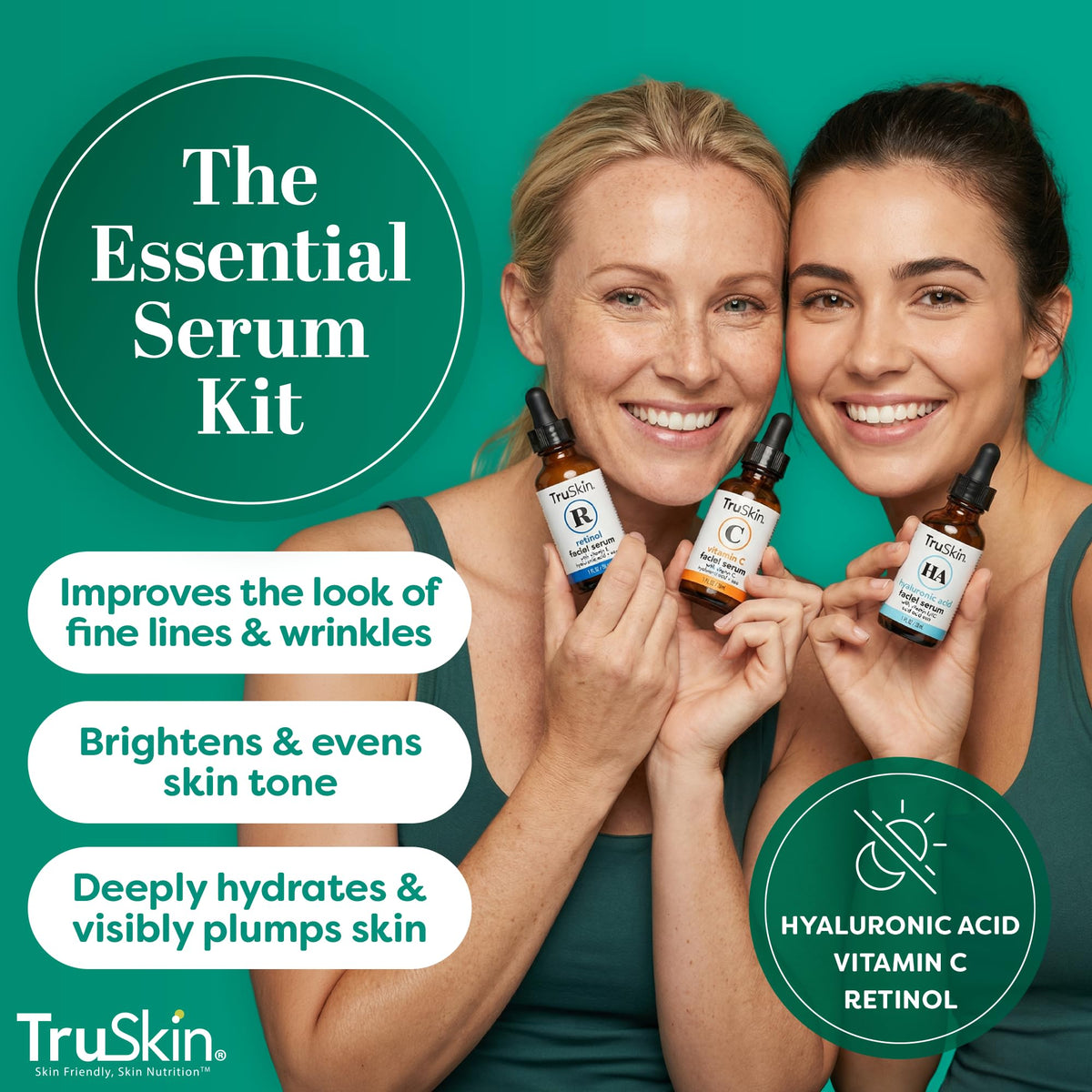 TruSkin Vitamin C serum dropper dispensing a brightening formula for daytime