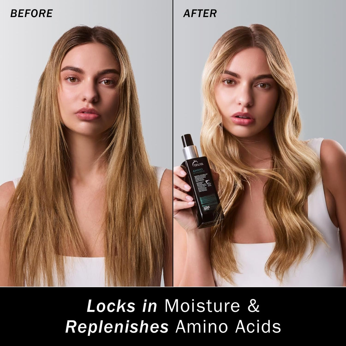 TRUSS mist dispersing onto hair to show lightweight texture benefit