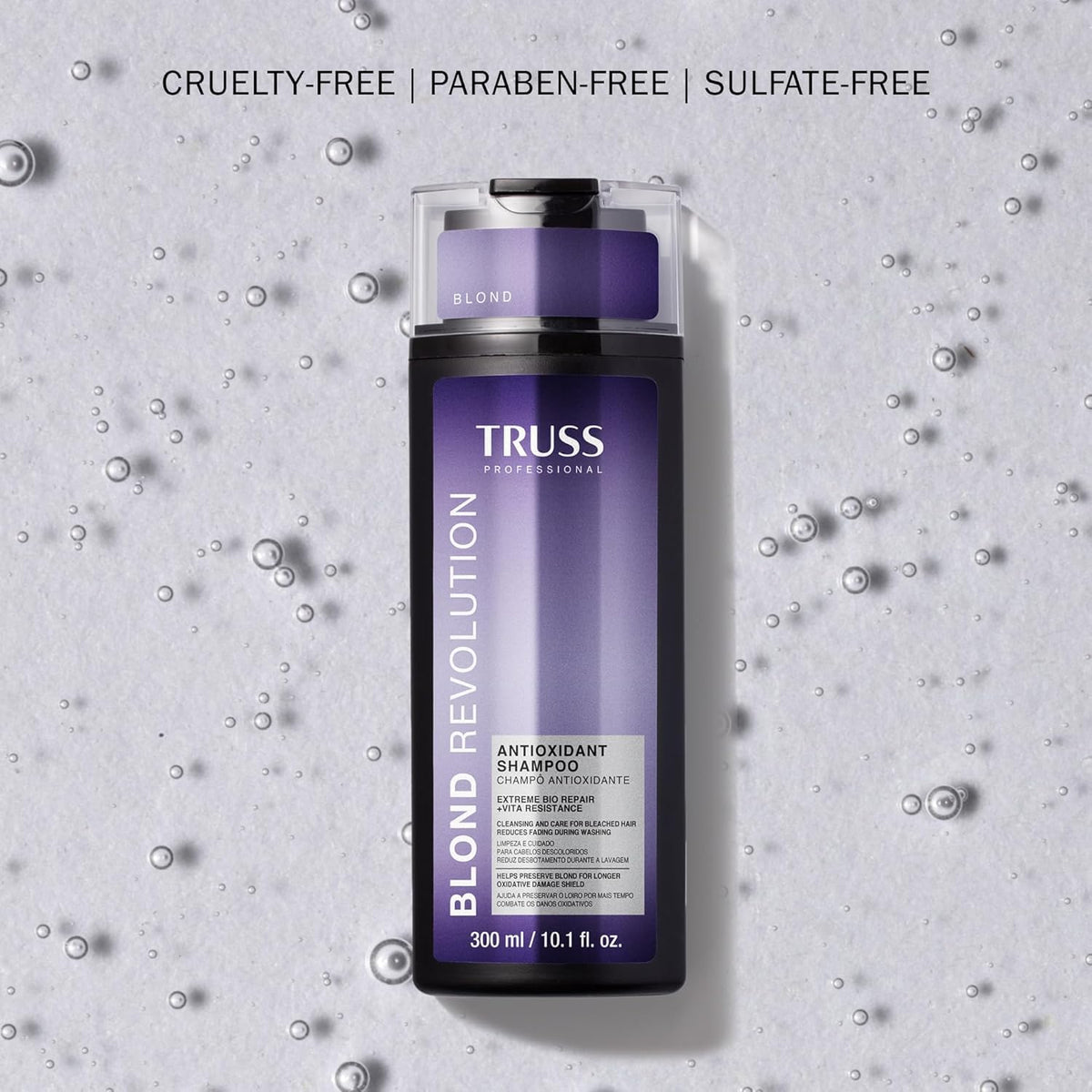 TRUSS shampoo on bathroom shelf suggesting daily color care routine