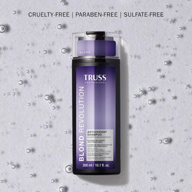 TRUSS shampoo on bathroom shelf suggesting daily color care routine