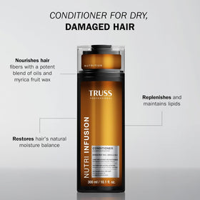 TRUSS conditioner pump close-up highlighting easy dispensing and hygienic application benefit