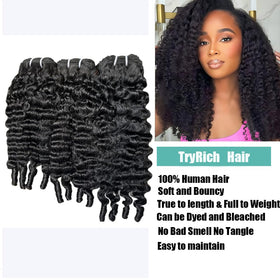 TryRich close-up of spiral end texture highlighting defined curls and elasticity