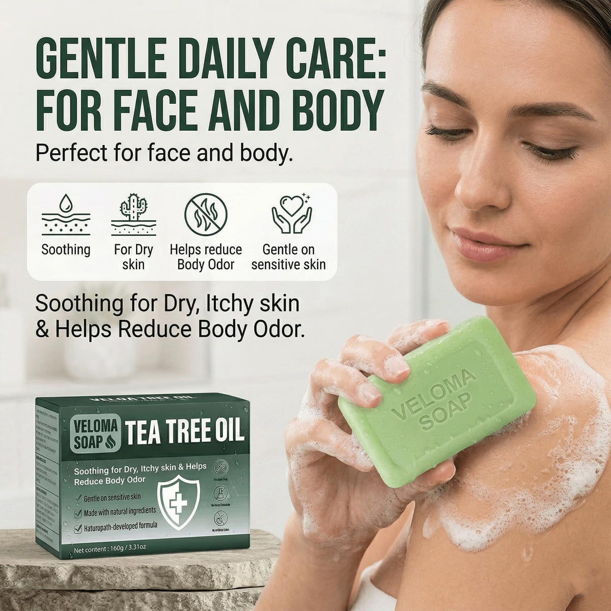 Tryskintle Veloma soap close-up texture highlighting dense creamy lather