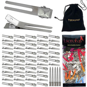 TSEROFAY front view of full silver clip kit showing quantity and pouch, convenient storage