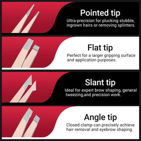 TsMADDTs angled tweezer gripping eyebrow hair for controlled shaping benefit