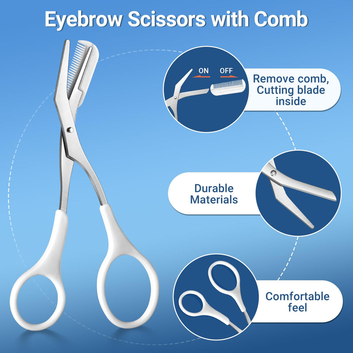 TsMADDTs curved eyebrow scissors making clean trims for neat brows