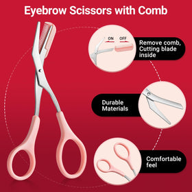 TsMADDTs curved eyebrow scissors in hand demonstrating safe precision trimming